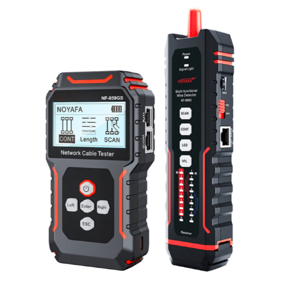 NOYAFA NF-859GS Network Cable Tester with red Light Pen 10mw Visual Fault Locator,for POE RJ45 RJ11 CAT5 CAT6 Cable Toner Continuity Test/Length Measure Fault Distance/Wire Tracer Ethernet LAN