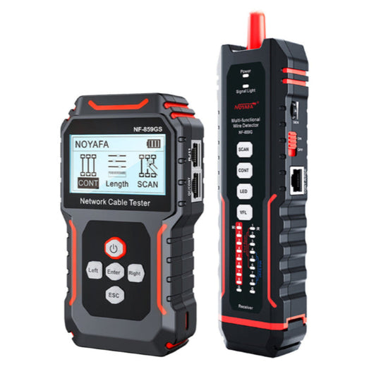 NOYAFA NF-859GS Network Cable Tester with red Light Pen 10mw Visual Fault Locator,for POE RJ45 RJ11 CAT5 CAT6 Cable Toner Continuity Test/Length Measure Fault Distance/Wire Tracer Ethernet LAN