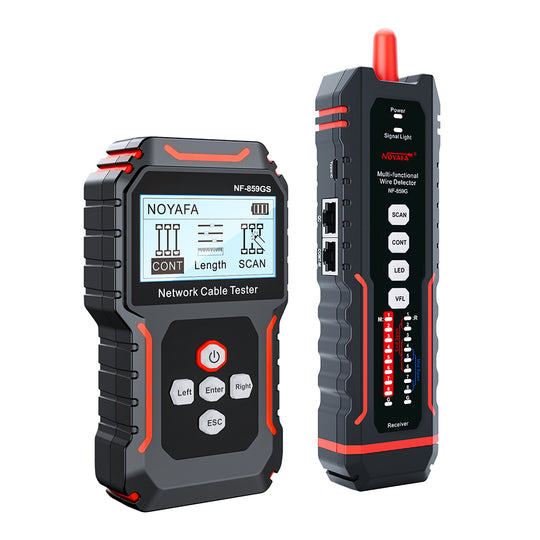 NOYAFA NF-859GS Network Cable Tester with red Light Pen 10mw Visual Fault Locator,for POE RJ45 RJ11 CAT5 CAT6 Cable Toner Continuity Test/Length Measure Fault Distance/Wire Tracer Ethernet LAN