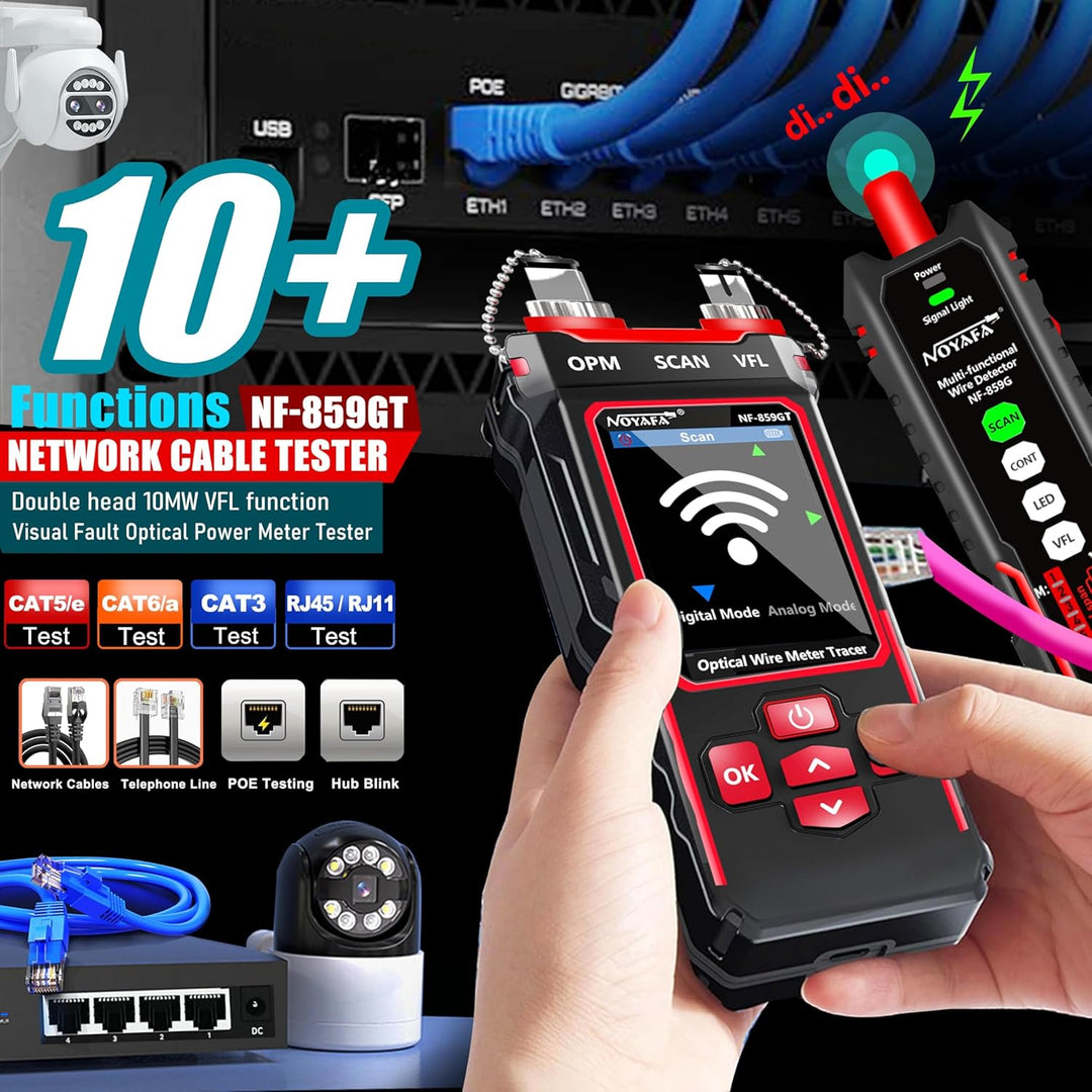 NF-859GT Red multifuncional y probador de cable óptico: medición de precisión, medidor de potencia óptica avanzada, iluminación LED