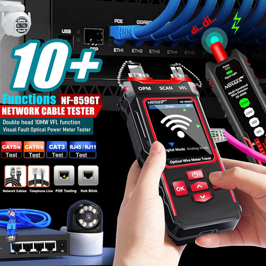 NF-859GT Red multifuncional y probador de cable óptico: medición de precisión, medidor de potencia óptica avanzada, iluminación LED