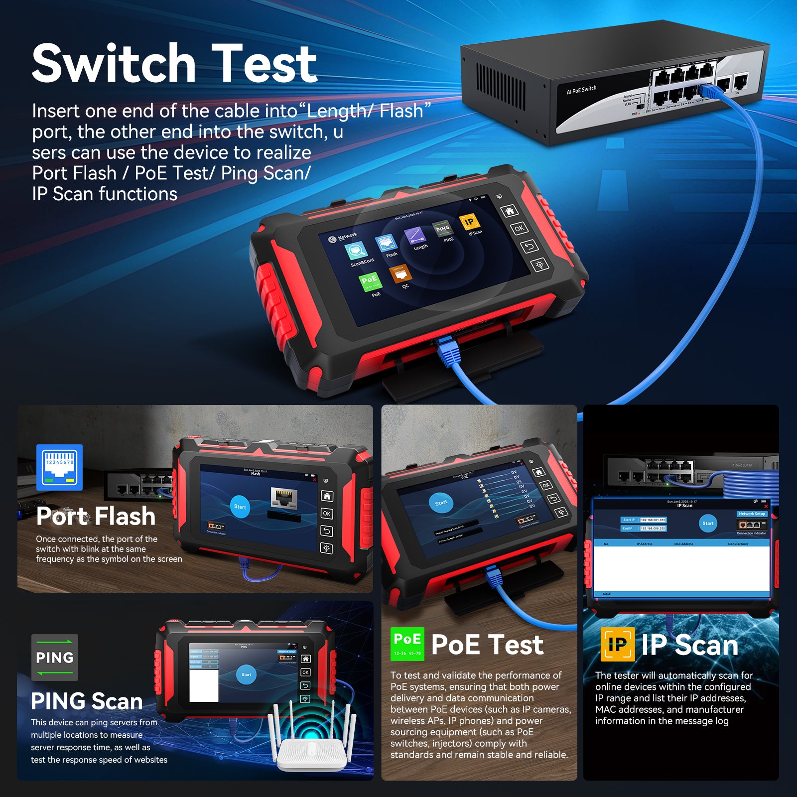 Noyafa 2026 New All-in-One Fiber & Network Tester 150km OTDR - NF