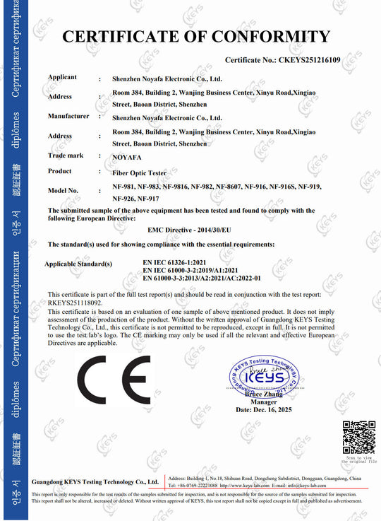 [طلب مسبق] جديد 2026 Noyafa NF-8607 جهاز اختبار الألياف والشبكات الكل في واحد مع OTDR حتى 150 كم، تحليل شامل للبروتوكولات، اختبار PoE، فحص كابلات Ethernet، مقياس متعدد وحماية 60V ضد الاحتراق – مثالي لـ FTTH ومراكز البيانات وتشخيص الشبكات وCATV