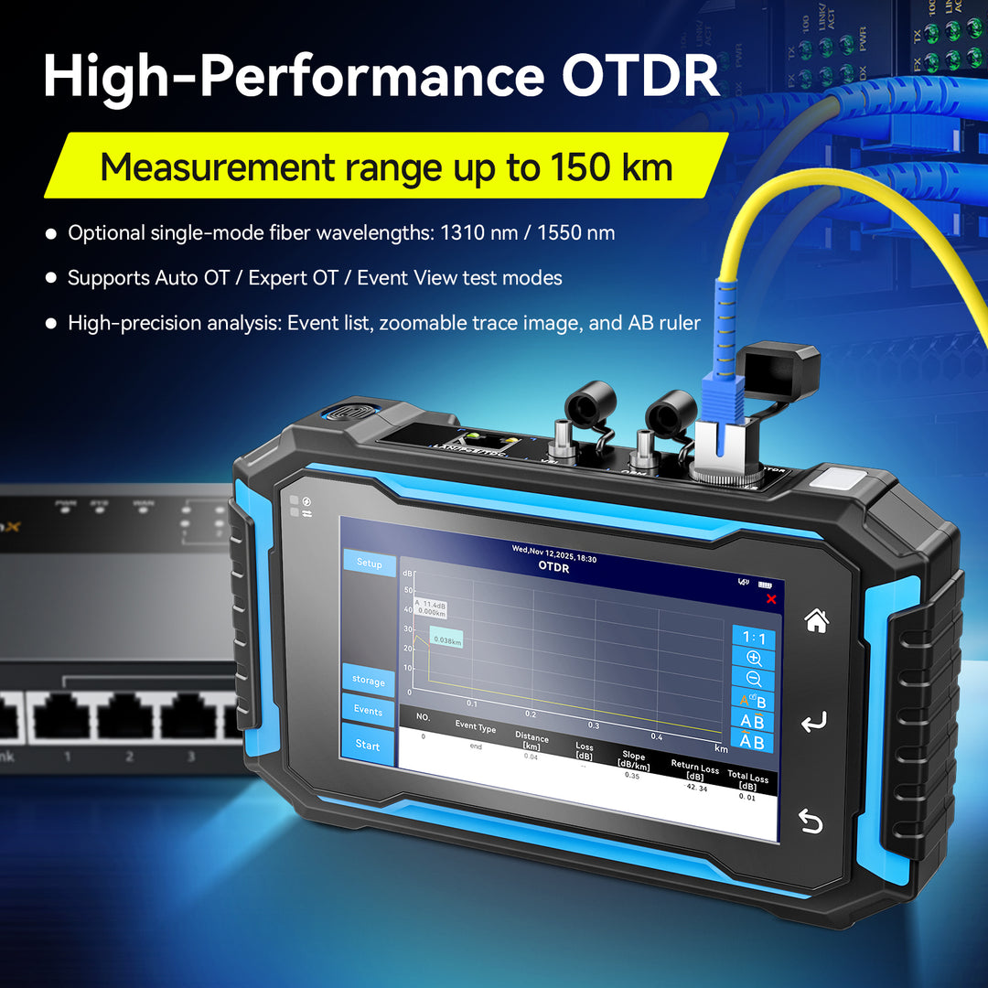 NOYAFA NF-982 Multi-Function OTDR Network Tester — OTDR · VFL · Power Meter · Length Test