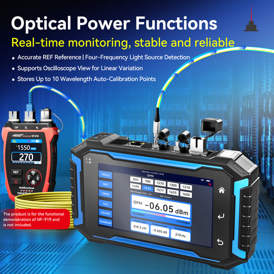 NOYAFA NF-982 Multi-Function OTDR Network Tester — OTDR · VFL · Power Meter · Length Test