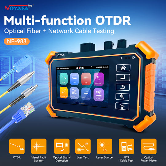 Tester OTDR multifunzione NOYAFA NF-983 per prove di cavi ottici in fibra e rete