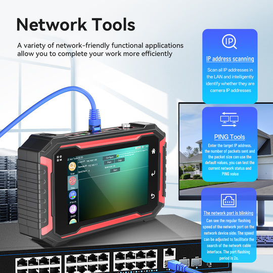 NF-IPC725 올인원 CCTV 및 IP 카메라 테스터 - 보안 설치자를 위한 12-in-1 네트워크 진단 도구