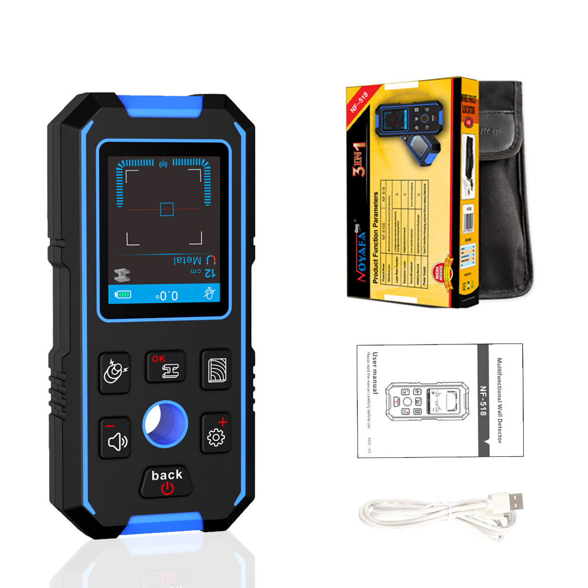 NOYAFA Wall Stud Finder Scanner - LCD Display Detector For Wood, Metal, AC Wires & Pipes With Depth Measurement
