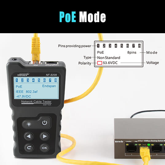 NOYAFA NF-8209 Network Cable Tracker PoE Testing