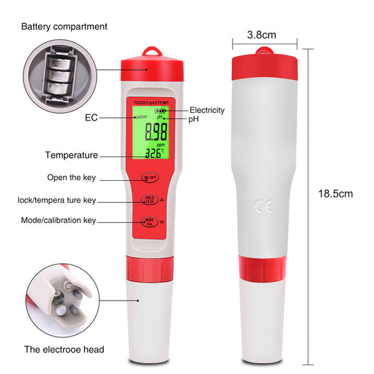 NOYAFA NF-EZ9908 4 en 1 Tester de agua del medidor de pH