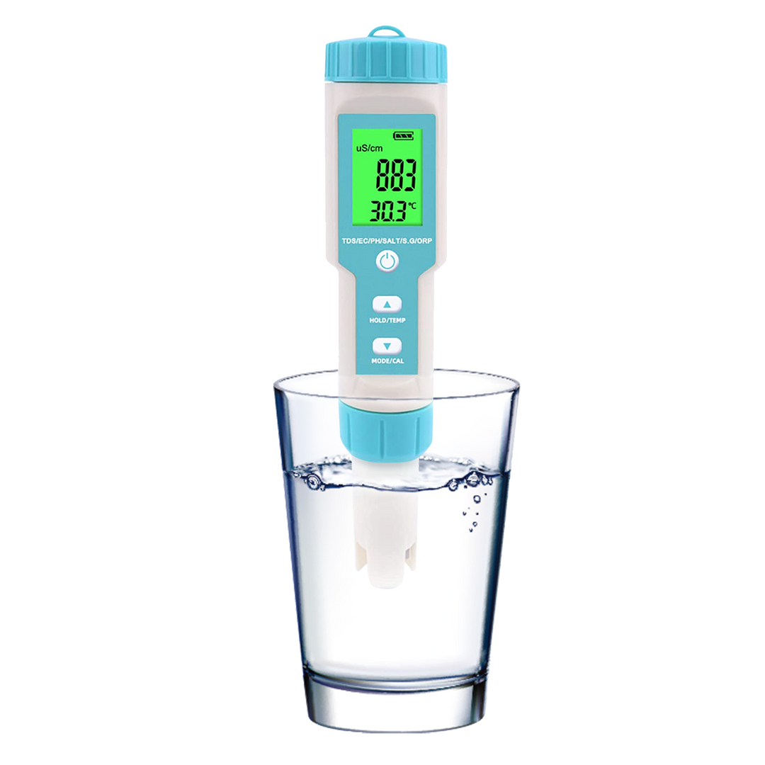 PH Meter, Medidor PH, 7 en 1 TDS/EC/Salinity/ORP/S.G/Temperature