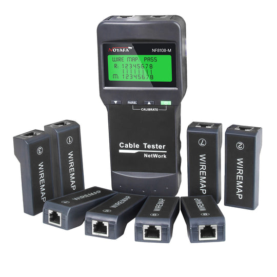 NOYAFA NF-8108M Network Cable Tester Cable Wire Fault Finder with 8 remote. Measure Length for RJ45/Cat5/Cat6/5E/ 6E cable