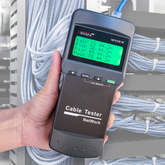 NOYAFA NF-8108M Network Cable Tester Cable Wire Fault Finder with 8 remote. Measure Length for RJ45/Cat5/Cat6/5E/ 6E cable