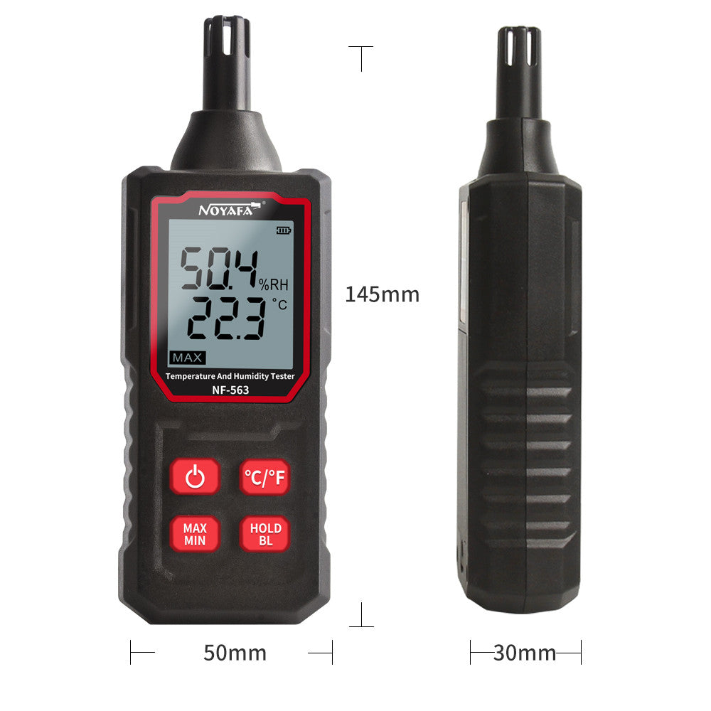 Noyafa NF-563 Digitales Thermometer-Luftfeuchtigkeitsmessgerät mit Umgebungs-Taupunkt-Test, Einheitsumschaltung, HD-Hintergrundbeleuchtung, Daten halten