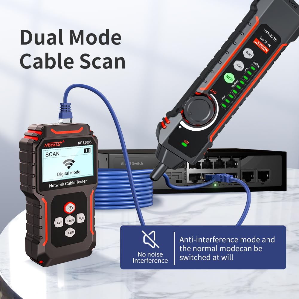 Noyafa NF-8209S Сетевой кабельный тестер и трассировщик с антипонволительным Porbe, Crimp, Poe Port
