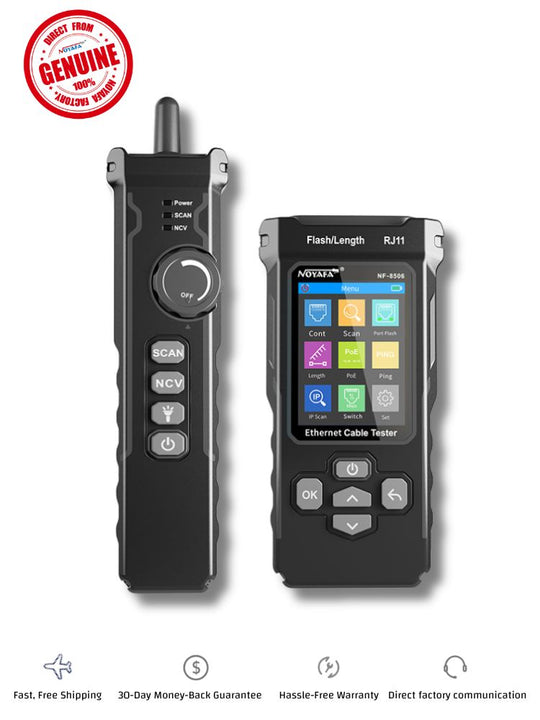 NOYAFA NF-8508 9-in-1 Multifunction Network Cable Tester with Wire Mapping, Tracing, OPM, VFL for Both Fiber Optic and Ethernet Network Maintenance and Troubleshooting