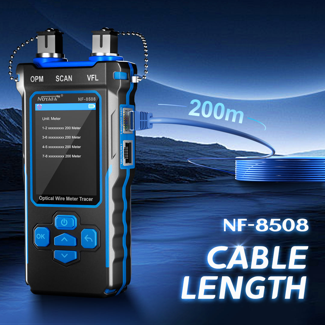 NOYAFA NF-8508 9-in-1 Multifunction Network Cable Tester with Wire Mapping, Tracing, OPM, VFL for Both Fiber Optic and Ethernet Network Maintenance and Troubleshooting
