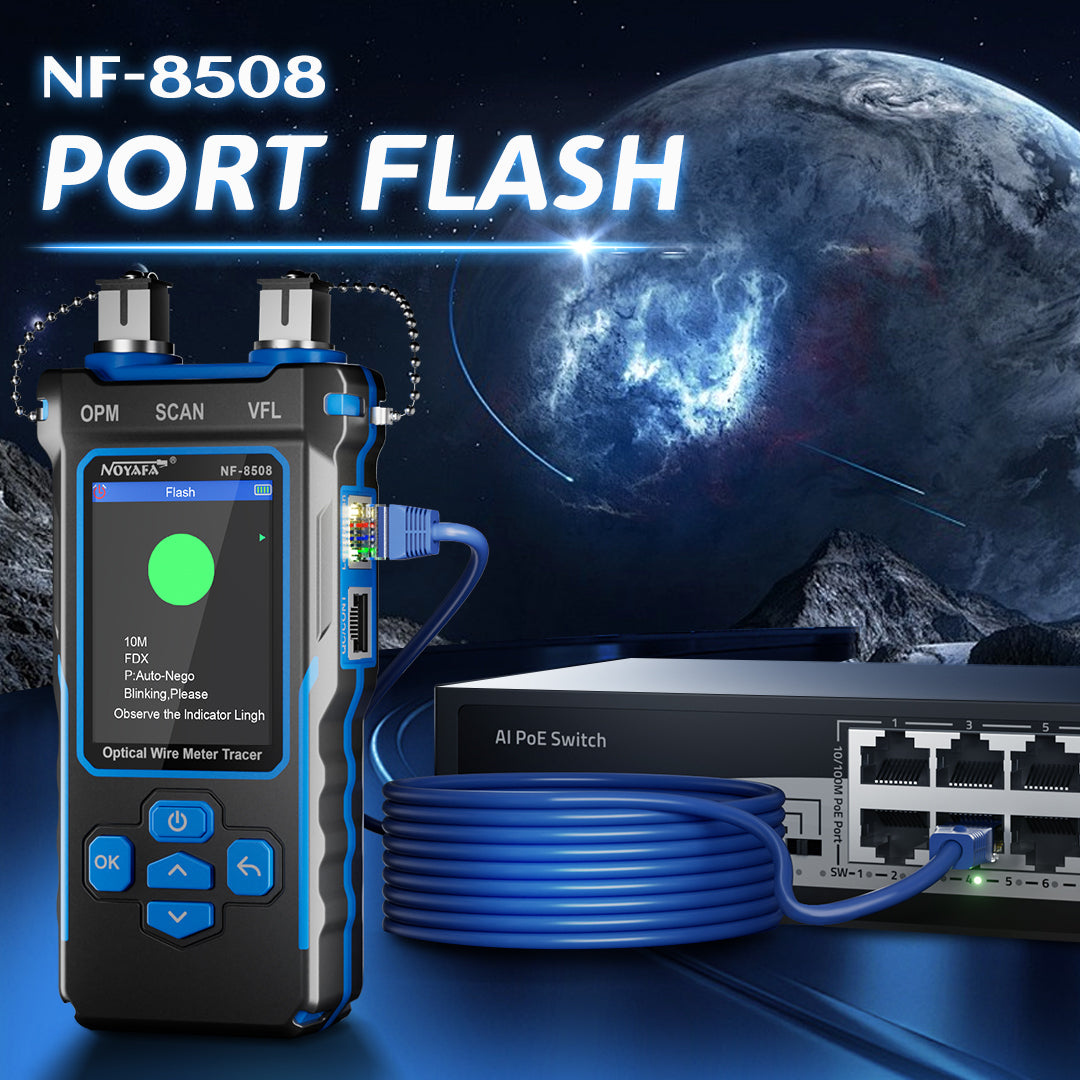 NOYAFA NF-8508 9-in-1 Multifunction Network Cable Tester with Wire Mapping, Tracing, OPM, VFL for Both Fiber Optic and Ethernet Network Maintenance and Troubleshooting