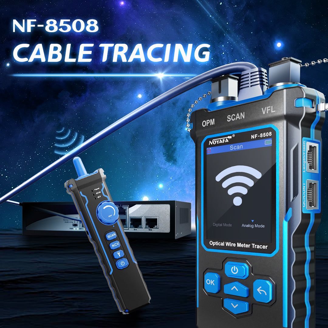 NOYAFA NF-8508 9-in-1 Multifunction Network Cable Tester with Wire Mapping, Tracing, OPM, VFL for Both Fiber Optic and Ethernet Network Maintenance and Troubleshooting