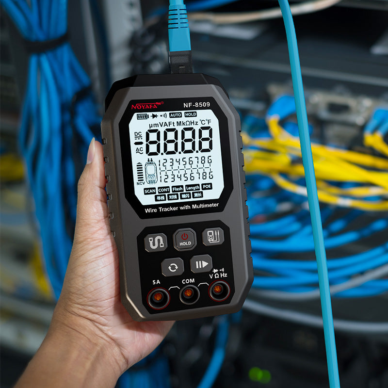 NOYAFA NF-8509 2 en 1 rastreador de cables y multímetro para pruebas electromecánicas y cableado de red