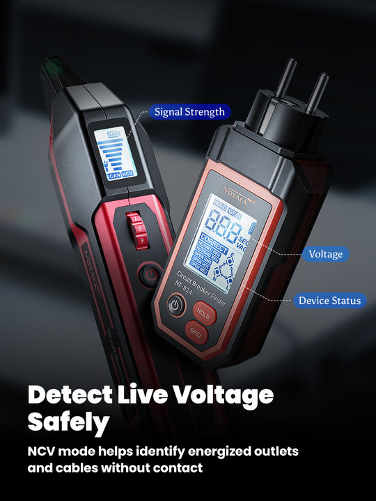 Rilevatore di interruttori automatici e tester GFCI Noyafa NF-824 con display LCD trasparente: rilevamento efficiente e accurato degli interruttori