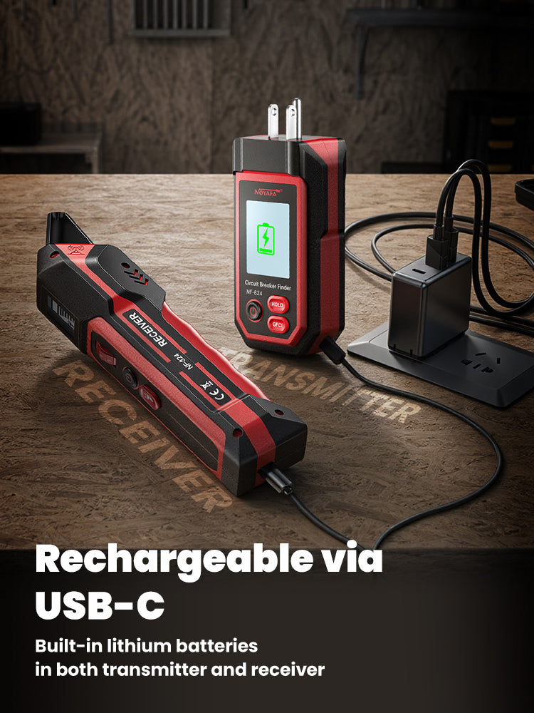 Rilevatore di interruttori automatici e tester GFCI Noyafa NF-824 con display LCD trasparente: rilevamento efficiente e accurato degli interruttori