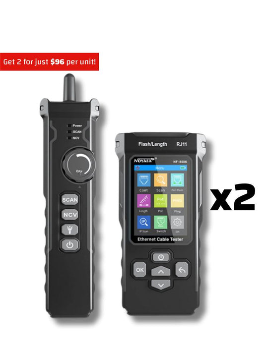NOYAFA NF-8506 Cat5 / Cat5e / Cat6 / Cat6a Ethernet Cable Tracer & Tester with PoE / PING / Switch Testing, IP Scan, Port Flash, Cable Length Testing