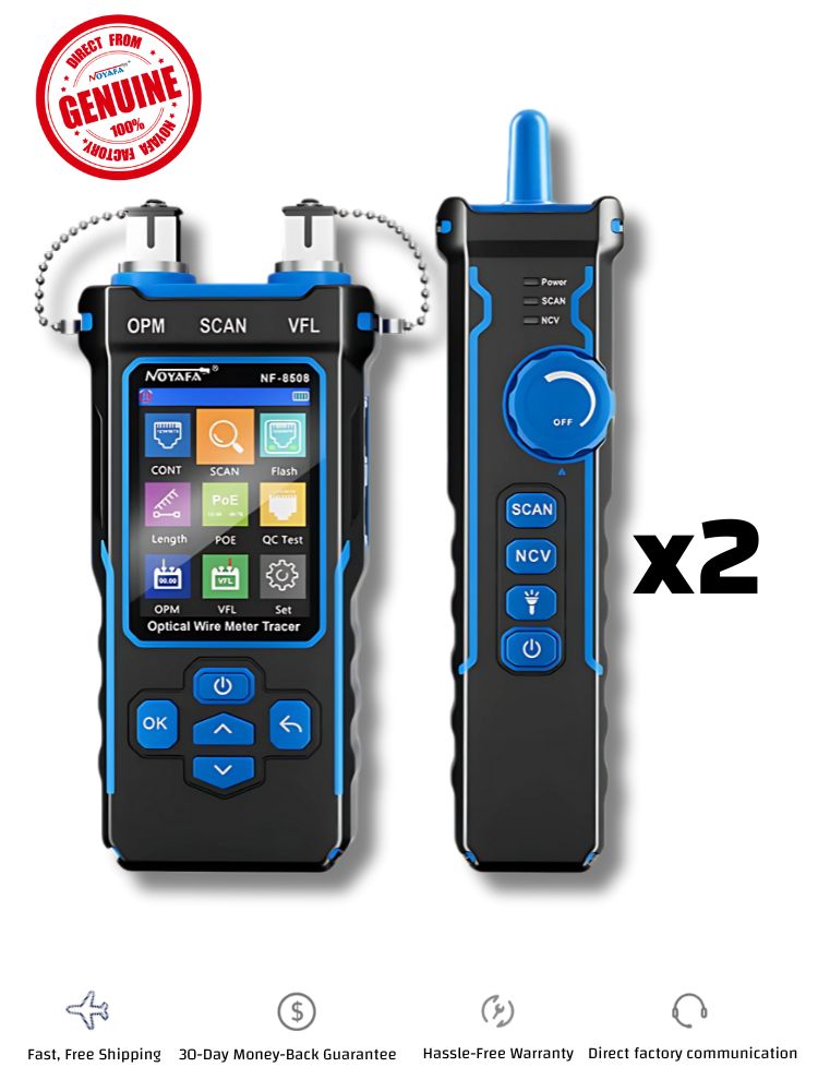 NOYAFA NF-8508 9-in-1 Multifunction Network Cable Tester with Wire Mapping, Tracing, OPM, VFL for Both Fiber Optic and Ethernet Network Maintenance and Troubleshooting