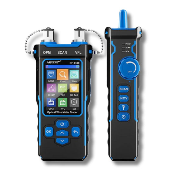 NOYAFA NF-8508 9-in-1 Multifunction Network Cable Tester with Wire Mapping, Tracing, OPM, VFL for Both Fiber Optic and Ethernet Network Maintenance and Troubleshooting