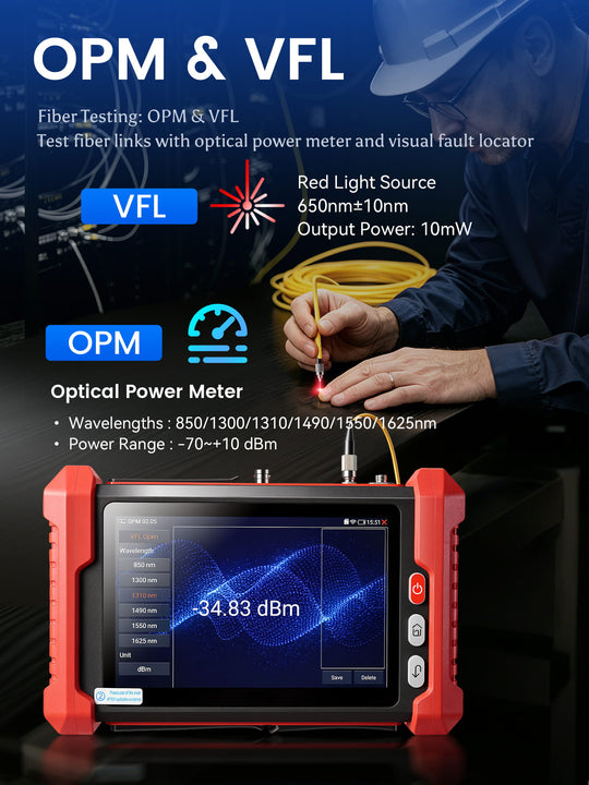 [2026 New] Noyafa NF-IPC728HSO Multifunctional CCTV Tester – 8" Full-HD IPS Display, 8K UHD Cameras Support, Dual Gigabit Ethernet Ports, Various Network Tools, Wi-Fi Analysis, TDR Cable Test, PoE, OPM & VFL for Security Monitoring & Cabling Projects