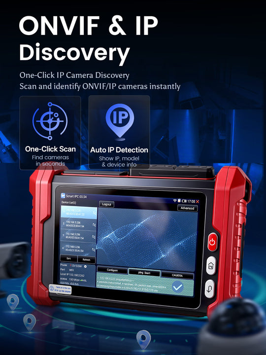 [2026 New] Noyafa NF-IPC728HSO Multifunctional CCTV Tester – 8" Full-HD IPS Display, 8K UHD Cameras Support, Dual Gigabit Ethernet Ports, Various Network Tools, Wi-Fi Analysis, TDR Cable Test, PoE, OPM & VFL for Security Monitoring & Cabling Projects
