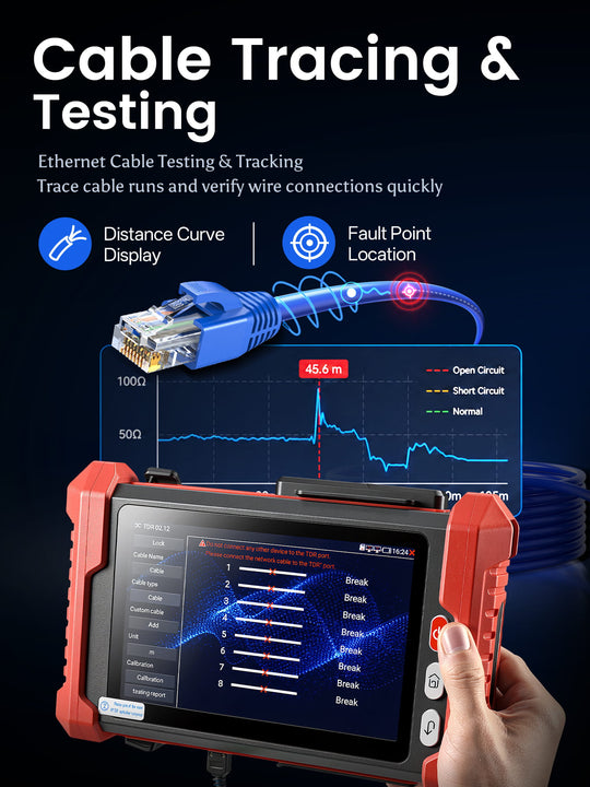 [2026 New] Noyafa NF-IPC728HSO Multifunctional CCTV Tester – 8" Full-HD IPS Display, 8K UHD Cameras Support, Dual Gigabit Ethernet Ports, Various Network Tools, Wi-Fi Analysis, TDR Cable Test, PoE, OPM & VFL for Security Monitoring & Cabling Projects