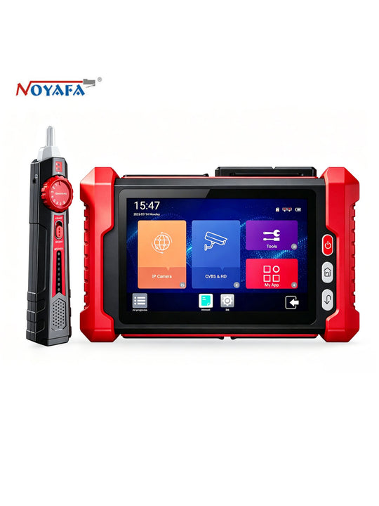 [2026 New] Noyafa NF-IPC728HSO Multifunctional CCTV Tester – 8" Full-HD IPS Display, 8K UHD Cameras Support, Dual Gigabit Ethernet Ports, Various Network Tools, Wi-Fi Analysis, TDR Cable Test, PoE, OPM & VFL for Security Monitoring & Cabling Projects