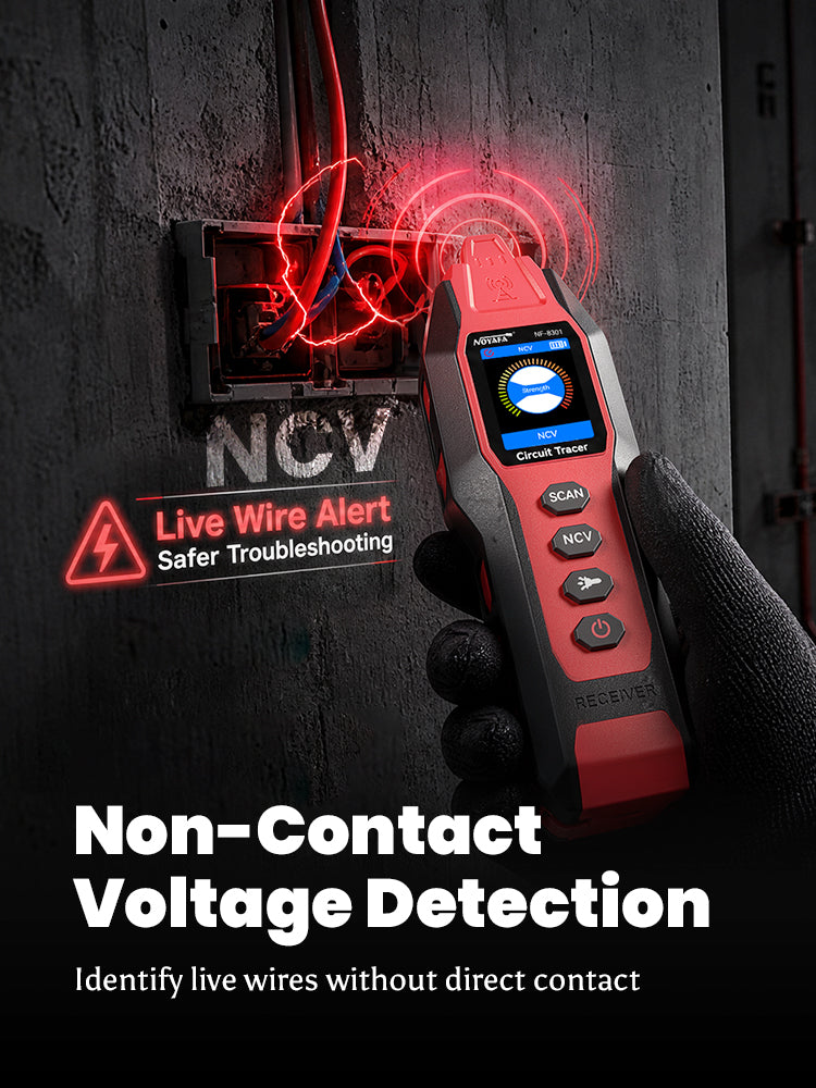 [2026 Nuovo] NOYAFA NF-8301 Rilevatore di cavi e circuiti multifunzione - AC live senza contatto, tracciamento cavi e tester di continuità