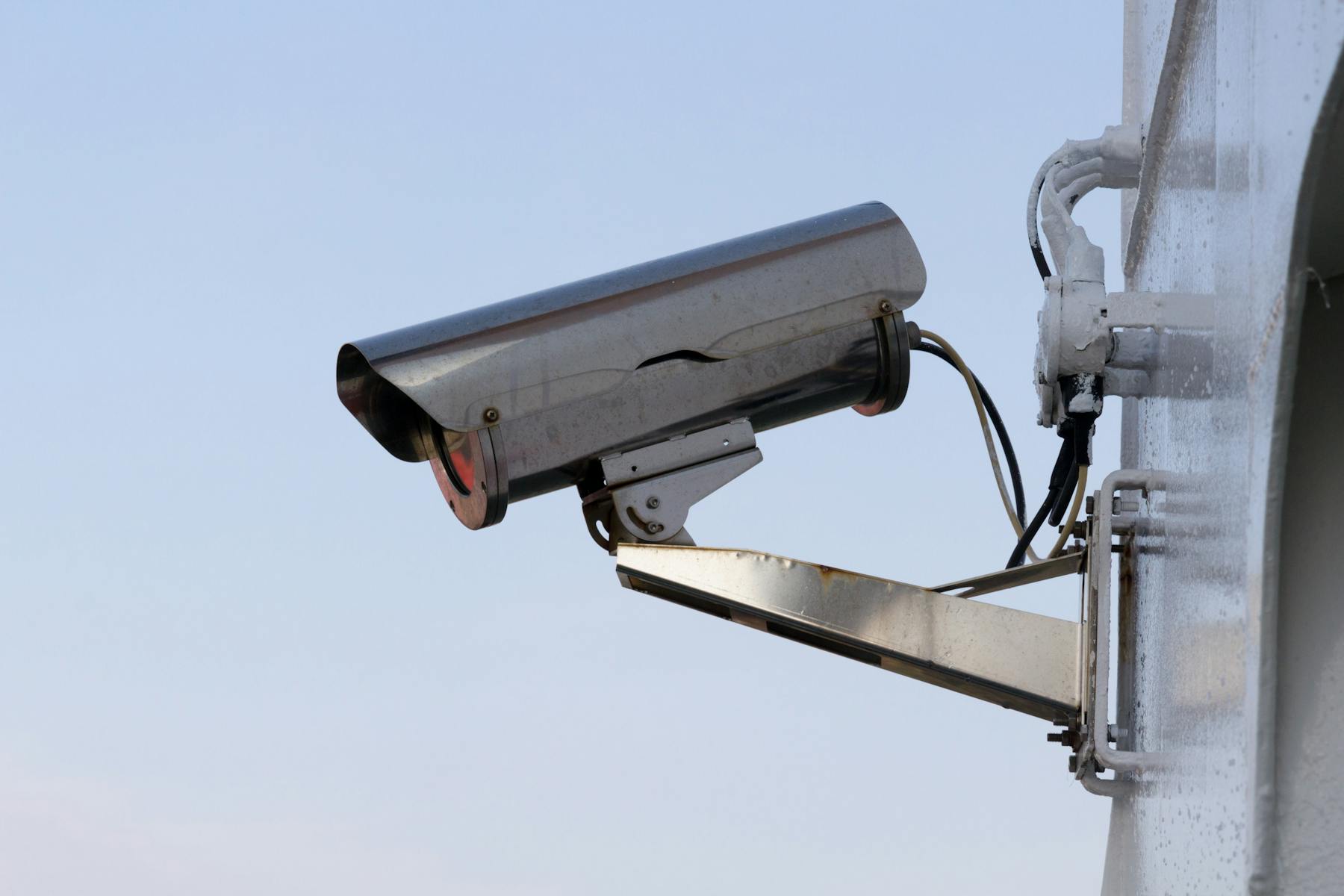 Outdoor CCTV camera mounted on a building wall